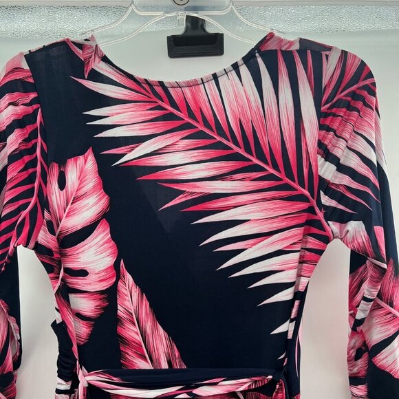 Janette Women's Maxi Dress Surplice Top Long Sleeve Tropical Print Size Small - Picture 6 of 9